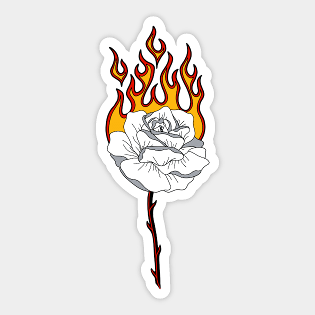 Burning Rose Sticker by Tovi-98